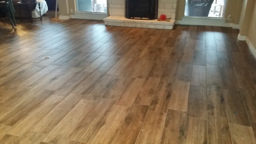 Plank flooring with varied natural wood tones.